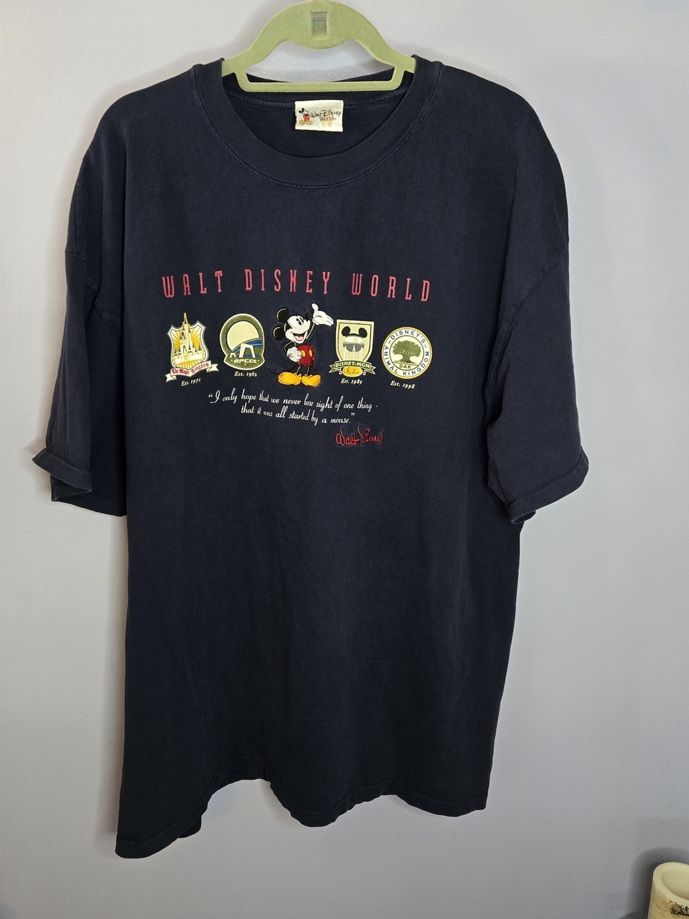 1990s Walt Disney World, Walt Disney Quote Dark Blue Shirt Size XL, Oversized